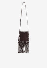 Studded Fringed Suede Crossbody Bag