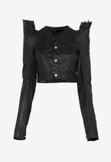 Rick Owens DRKSHDW Temple Tec Denim Trucker Jacket Black DS01F4713DBK_09