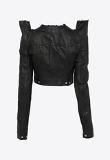 Rick Owens DRKSHDW Temple Tec Denim Trucker Jacket Black DS01F4713DBK_09