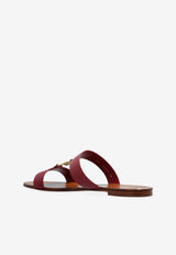 Dolce & Gabbana Burgundy Leather Logo Slides Red CQ0608 AW576-80346