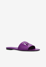 Dolce & Gabbana Flat Matte Leather Logo Slides Purple CQ0436 AY329-8H438