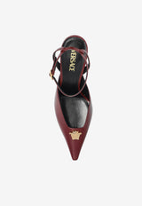 Versace La Medusa 100 Leather Pumps Burgundy 1020479 1A14835-1RC3V