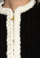 Moschino Cable Knit Cardigan with Elbow Patches Black 252E A0581 5504-1555