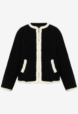 Moschino Cable Knit Cardigan with Elbow Patches Black 252E A0581 5504-1555