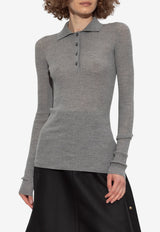 Moncler Ribbed Knit Polo T-shirt Gray K20939A00006 M4715-986
