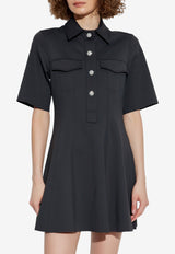 GANNI Flared Mini Shirt Dress Black W0448 6957-252