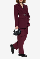 GANNI Belted V-neck Blazer Burgundy W0403 6871-431
