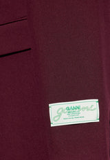 GANNI Belted V-neck Blazer Burgundy W0403 6871-431