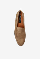 Split Suede Loafers in Beige