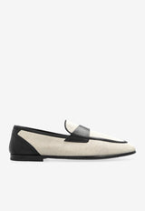 Leather-Trimmed Fabric Loafers