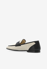 Leather-Trimmed Fabric Loafers