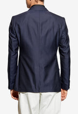 Navy Cotton-Silk Blazer