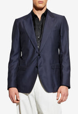 Navy Cotton-Silk Blazer