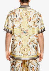 Shell-Motif Loose-Fit Silk Shirt