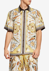 Shell-Motif Loose-Fit Silk Shirt