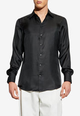 Solid White Silk Formal Shirt