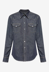Navy Denim Snap-Button Shirt