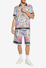 Shell-Motif Linen Shorts