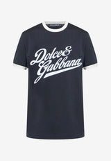 Velvet-Logo Navy Cotton T-shirt