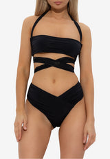 Balmain Wraparound Halterneck Bikini Black BKBAE2440 0-001