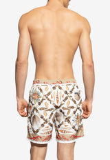 Marine-Print Quick-Dry Swim Shorts