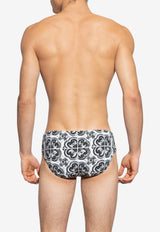 Dolce & Gabbana Majolica Print Swimming Briefs Monochrome M4A09J HPGGR-IU3TN