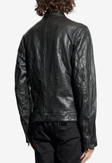 Dolce & Gabbana Stand-Collar Leather Jacket Black G9BUGL GJ744-N0000