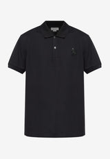 McQueen Shimmering Logo Polo T-shirt Black 839234 QXAAK-1000