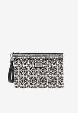 Dolce & Gabbana Majolica Print Clutch Bag Monochrome BM2296 AG086-IU3TN