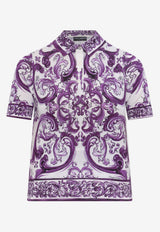 Dolce & Gabbana Majolica Print Polo T-shirt Purple FXZ01T JAHKG-H15DQ