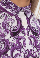 Dolce & Gabbana Majolica Print Polo T-shirt Purple FXZ01T JAHKG-H15DQ