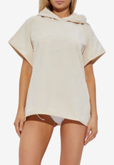 Balmain Embroidered Logo Beach Poncho Cream BKP472400 0-105