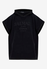 Balmain Embroidered Logo Beach Poncho Black BKP472400 0-001