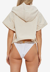 Balmain Embroidered Logo Cropped Poncho Cream BKP442400 0-105