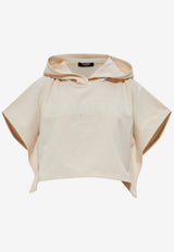 Balmain Embroidered Logo Cropped Poncho Cream BKP442400 0-105