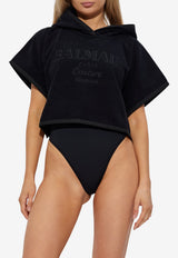 Balmain Embroidered Logo Cropped Poncho Black BKP442400 0-001