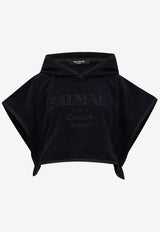Balmain Embroidered Logo Cropped Poncho Black BKP442400 0-001