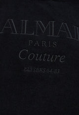 Balmain Embroidered Logo Cropped Poncho Black BKP442400 0-001