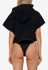 Balmain Embroidered Logo Cropped Poncho Black BKP442400 0-001