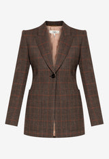 Chloé Prince of Wales Single-Breasted Blazer Brown CH25AVE53 097-93C