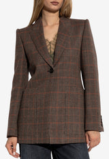 Chloé Prince of Wales Single-Breasted Blazer Brown CH25AVE53 097-93C