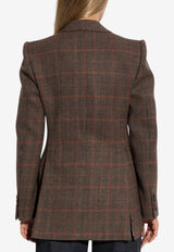 Chloé Prince of Wales Single-Breasted Blazer Brown CH25AVE53 097-93C