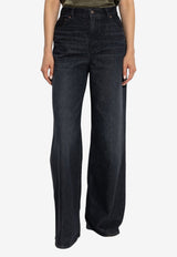Chloé Logo Patch Wide-Leg Washed Jeans Blue CH25ADP02 156-075