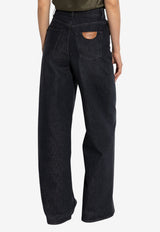 Chloé Logo Patch Wide-Leg Washed Jeans Blue CH25ADP02 156-075