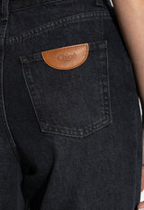 Chloé Logo Patch Wide-Leg Washed Jeans Blue CH25ADP02 156-075