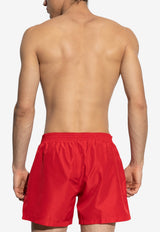 Balmain Logo Embroidered Swim Shorts Red KĄPIELOWE BWB641610 0-600