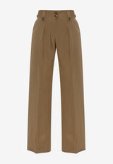 Tom Ford Wide-Leg Silk Tailored Pants Green PAW634 FAX1521-FG501