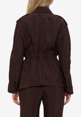 Tom Ford Drawstring-Waist Field Jacket with Epaulettes Brown CS1282 FAX1513-KB800