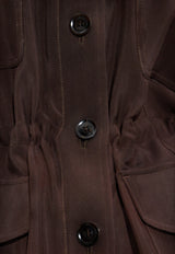 Tom Ford Drawstring-Waist Field Jacket with Epaulettes Brown CS1282 FAX1513-KB800
