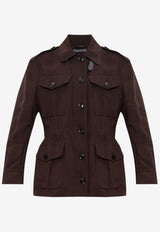 Tom Ford Drawstring-Waist Field Jacket with Epaulettes Brown CS1282 FAX1513-KB800